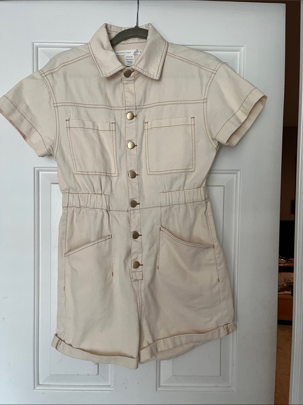 Altar'd State Cream Short-Sleeve Utility Romper for Kids